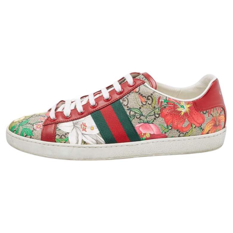 Gucci Multicolor Canvas and Leather GG Canvas Floral Ace Sneakers Size 40