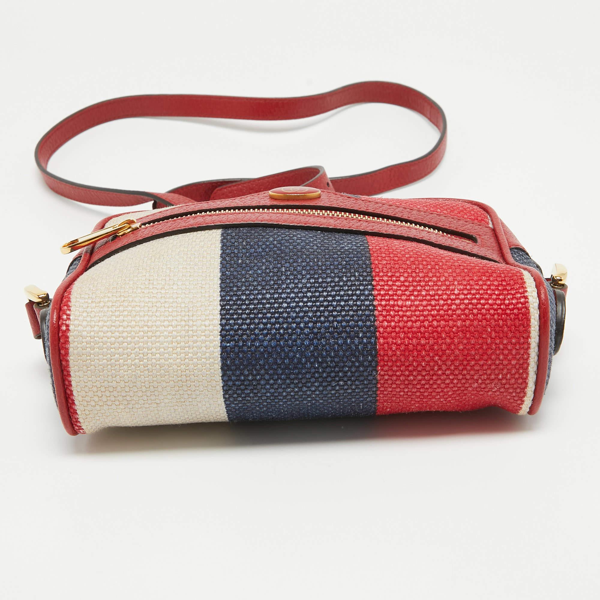 Gucci Multicolor Canvas and Leather Mini Ophidia Crossbody Bag For Sale 1