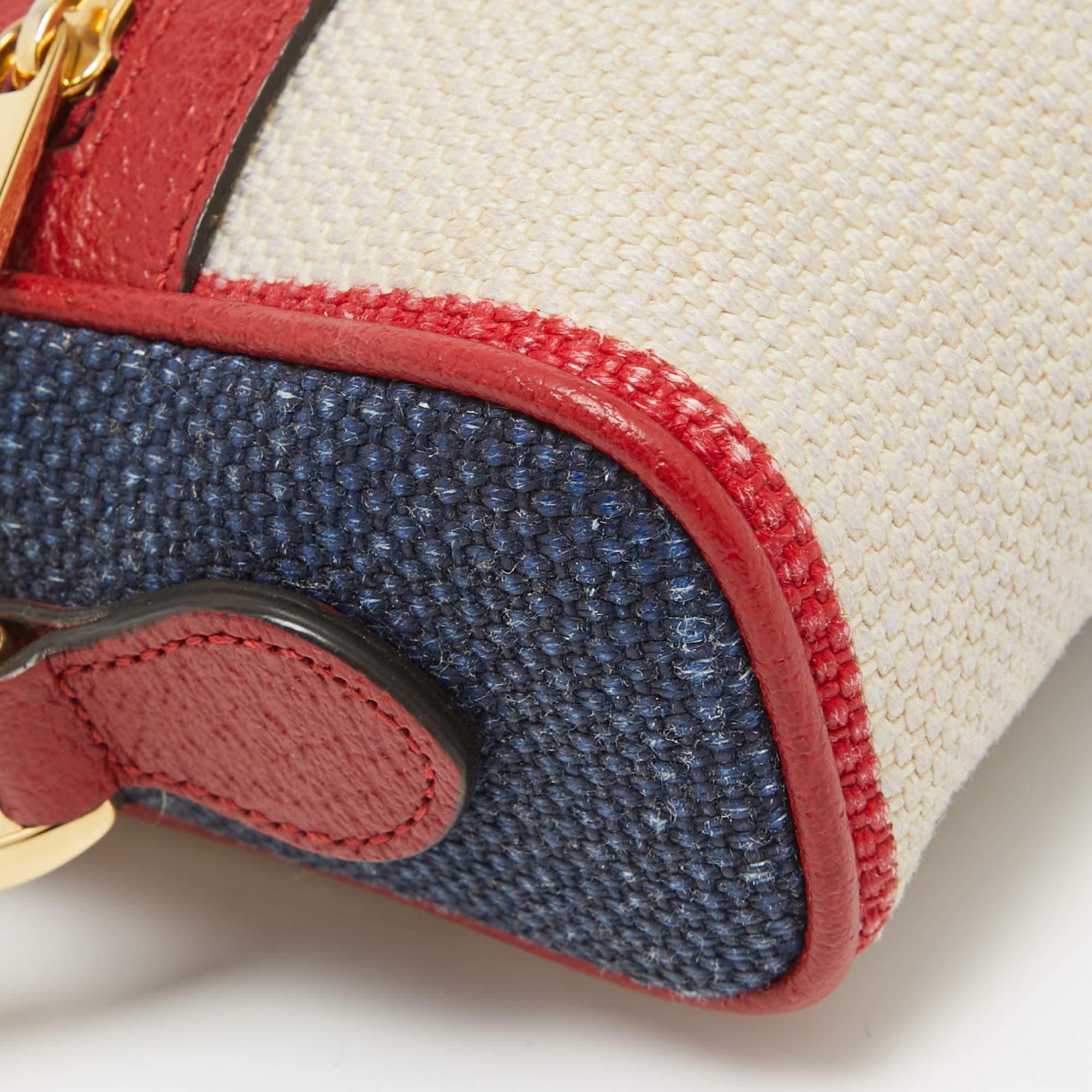 Mehrfarbige Mini Ophidia-Umhängetasche aus Segeltuch und Leder von Gucci im Angebot 5