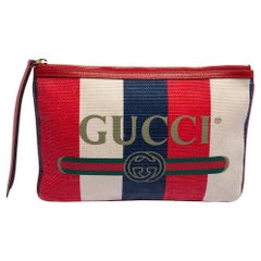 Gucci Multicolor Canvas and Leather Sylvie Stripe Clutch