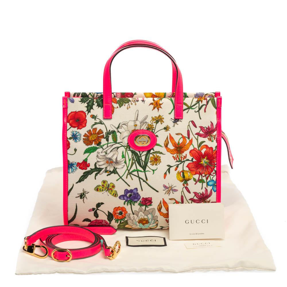 Gucci Multicolor Canvas And Leather Trimmed Flora Tote 11