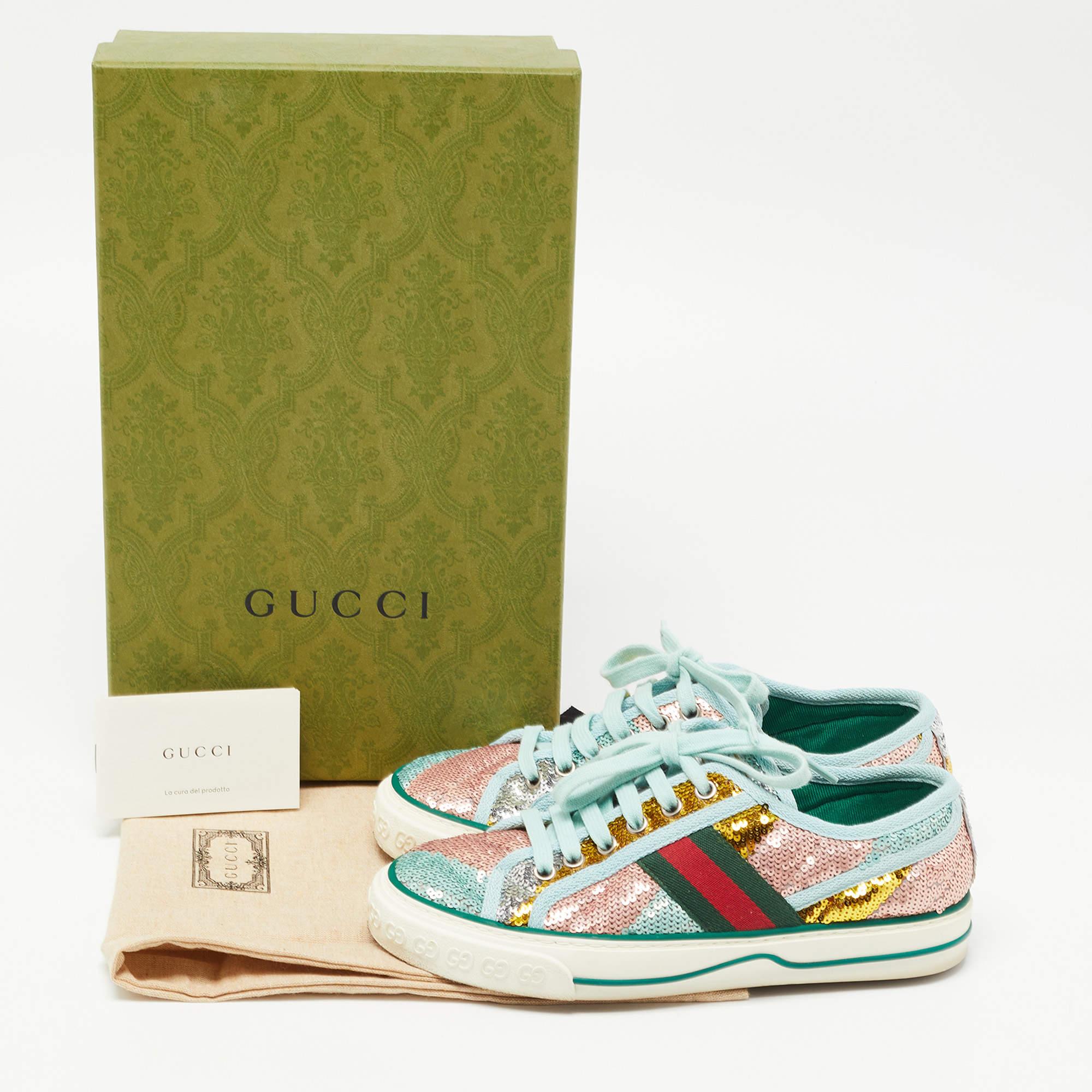 Gucci Multicolor Canvas and Sequin Tennis 1977 Sneakers Size 35.5 5
