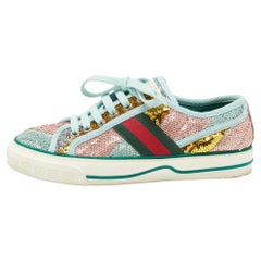 Gucci Multicolor Canvas and Sequin Tennis 1977 Sneakers Size 35.5