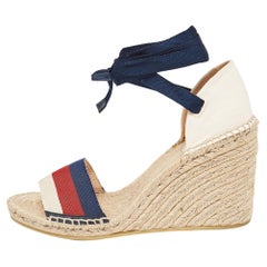 Gucci Multicolor Canvas Lilibeth Sylvie Web Wedge Sandals Size 40