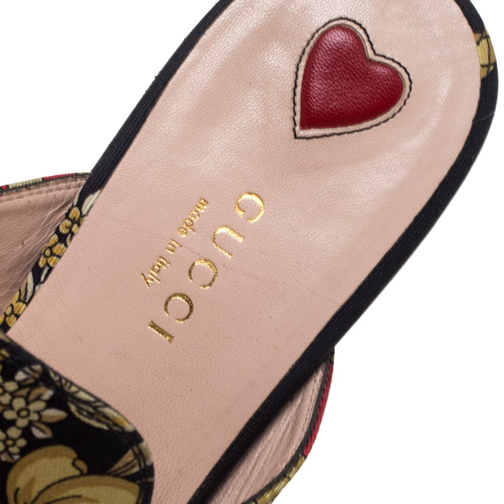 Beige Gucci Multicolor Canvas Princetown Horsebit Mules Sandals Size 36