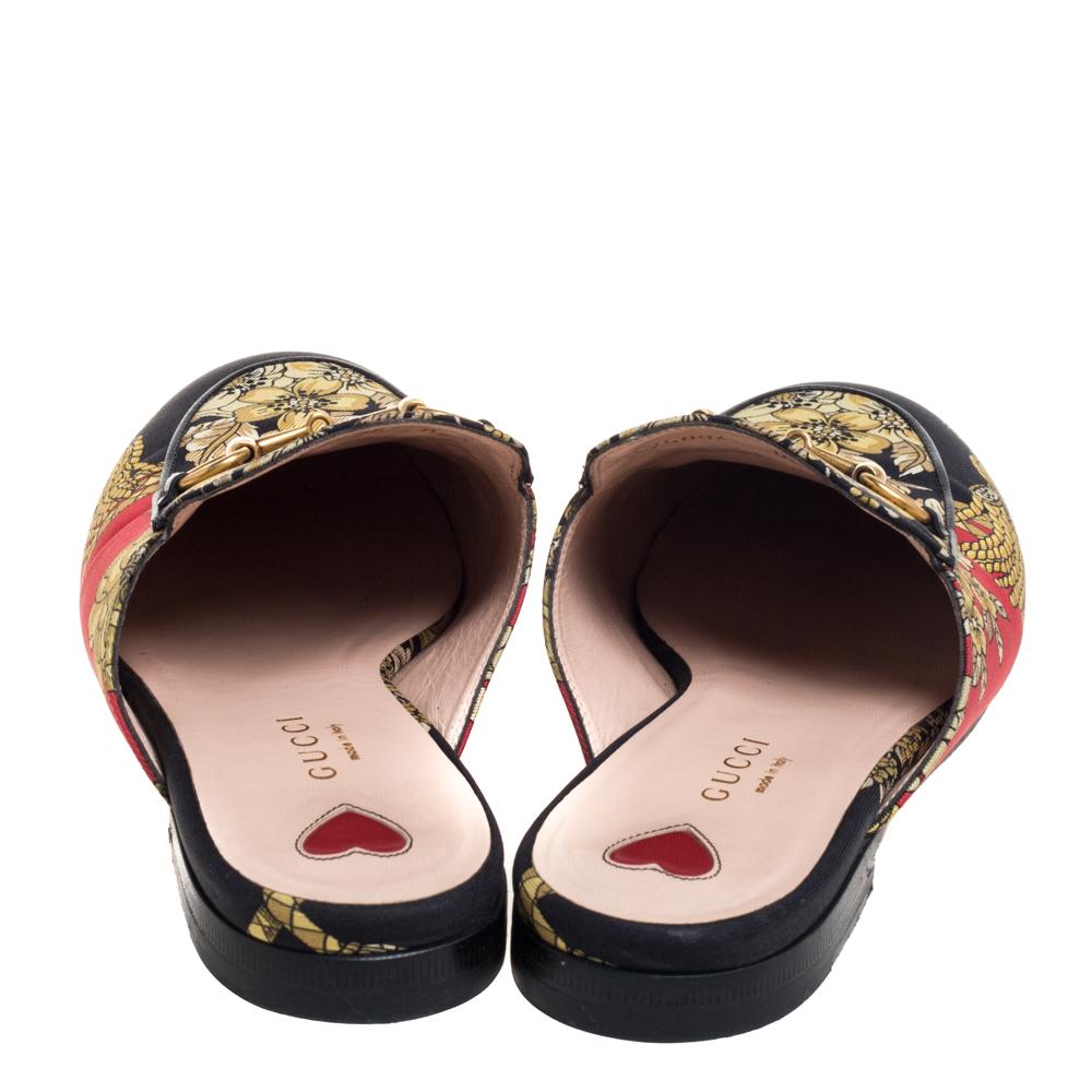 Gucci Multicolor Canvas Princetown Horsebit Mules Sandals Size 36 In Good Condition In Dubai, Al Qouz 2