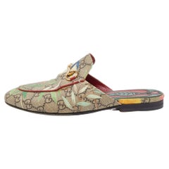 Used Gucci Multicolor Canvas Princetown Mules Size 36