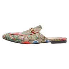 Gucci Multicolor Canvas Princetown Mules Size 39.5