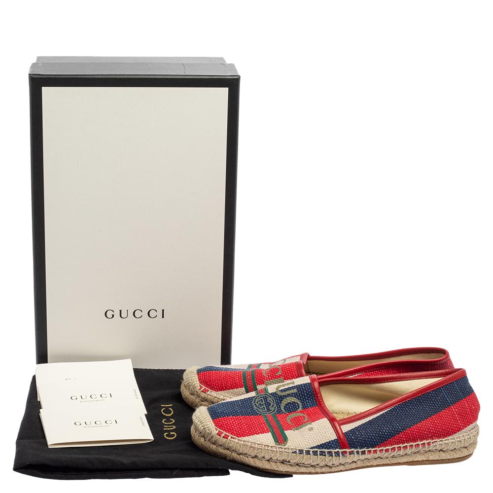 Gucci Multicolor Canvas Sylvie Espadrille Flats Size 38.5 3