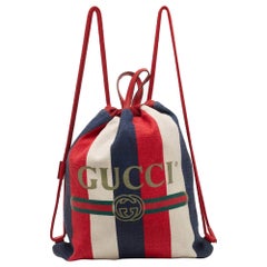 Gucci Multicolor Canvas Sylvie Stripe Drawstring Backpack