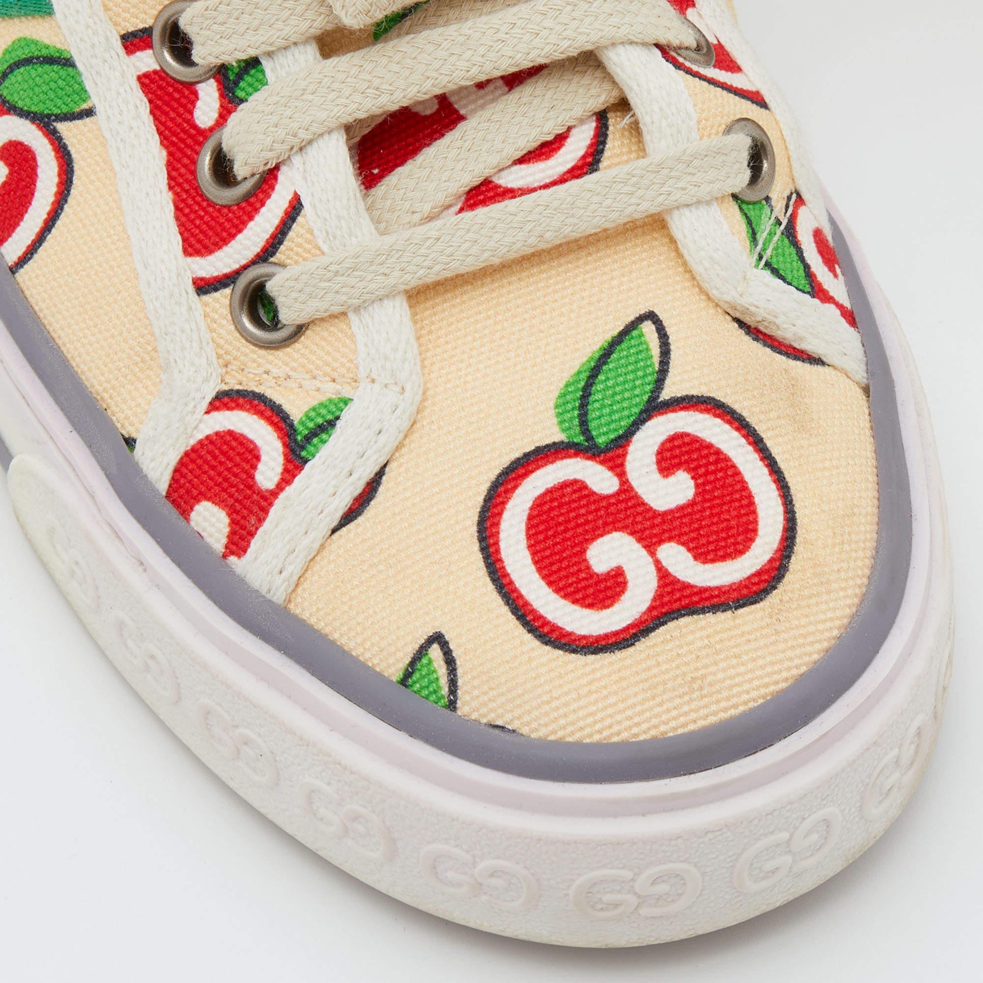 Gucci Multicolor Canvas Tennis 1977 GG Apple Print Low Top Sneakers Size 38 1