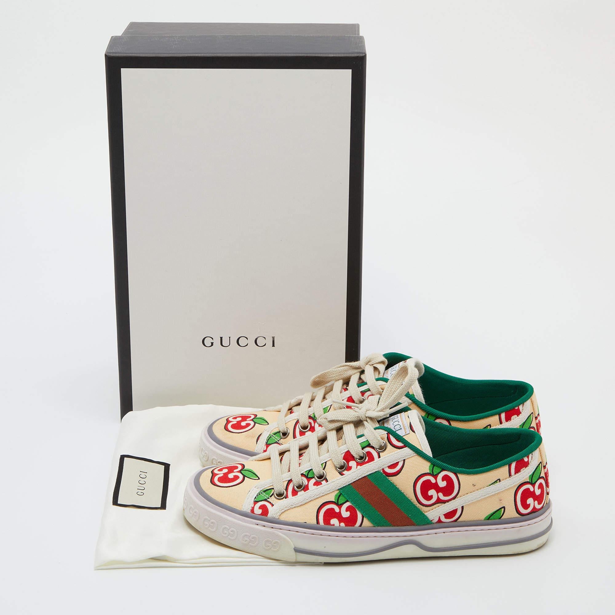 Gucci Multicolor Canvas Tennis 1977 GG Apple Print Low Top Sneakers Size 38 3