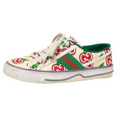 Gucci Multicolor Canvas Tennis 1977 GG Apple Print Low Top Sneakers Size 38.5