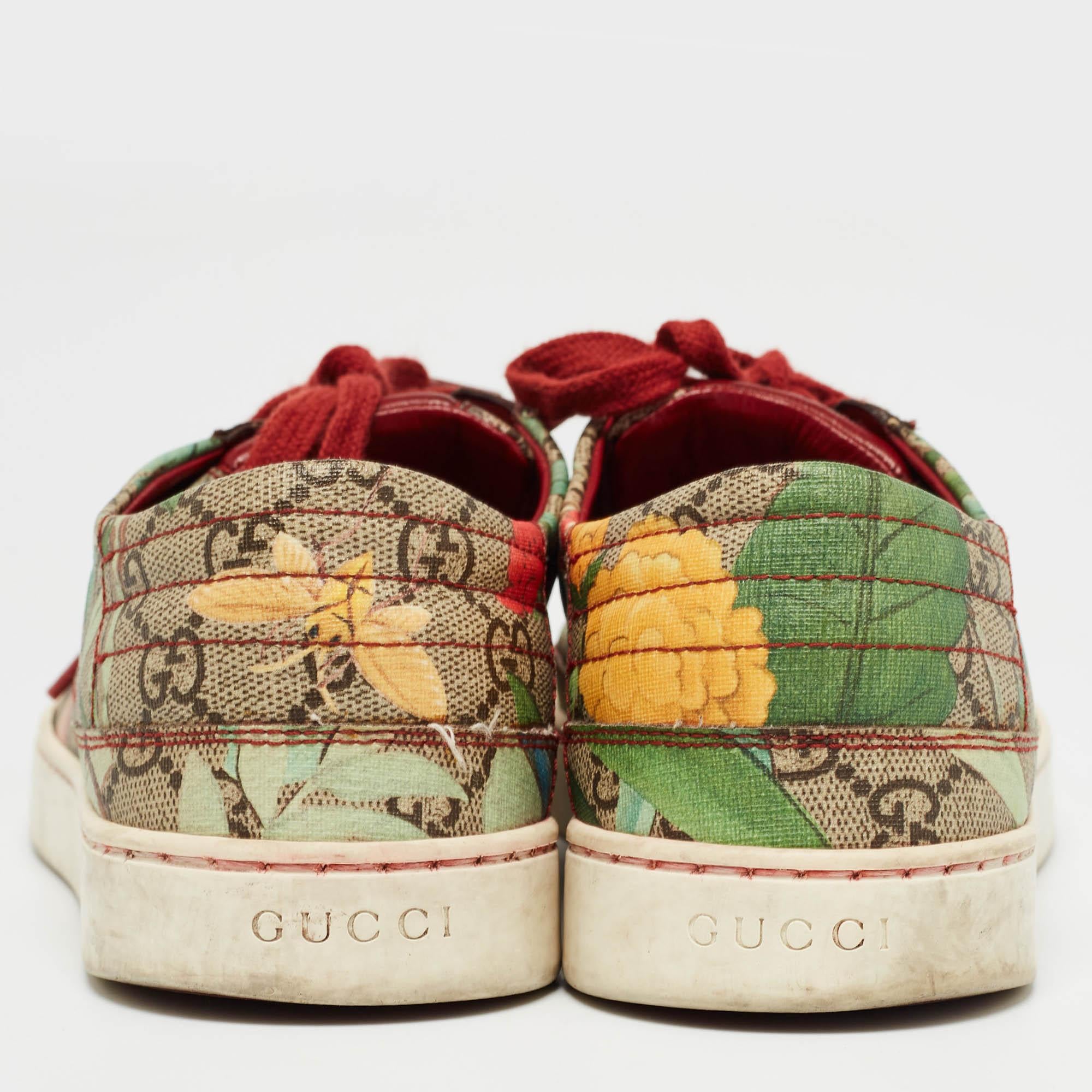 Gucci Multicolor Canvas Tian Low Top Sneakers Size 40.5 For Sale 1