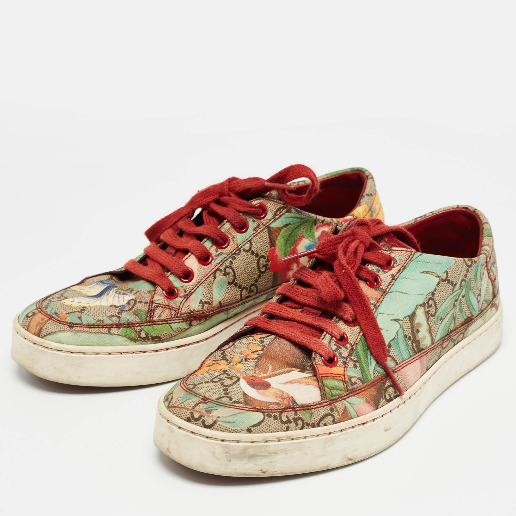 Gucci Multicolor Canvas Tian Low Top Sneakers Size 40.5 For Sale 3