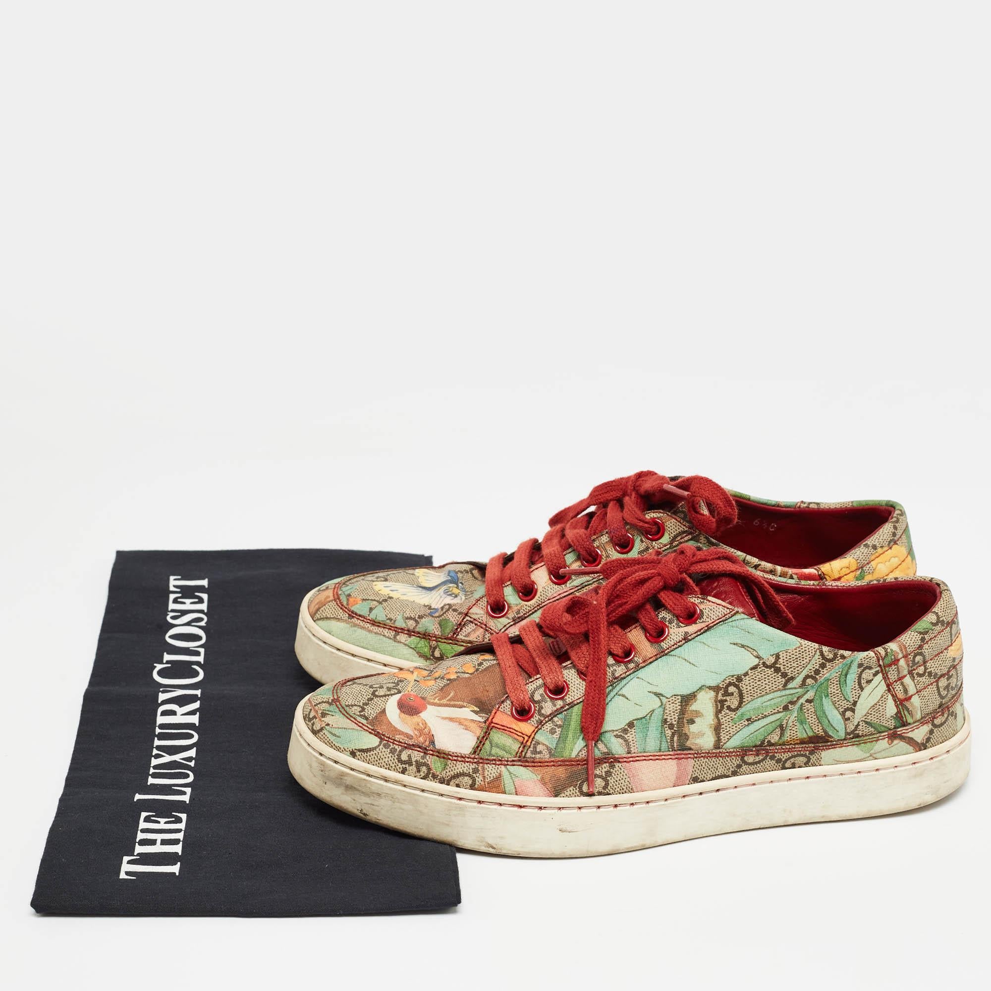 Gucci Multicolor Canvas Tian Low Top Sneakers Size 40.5 For Sale 5