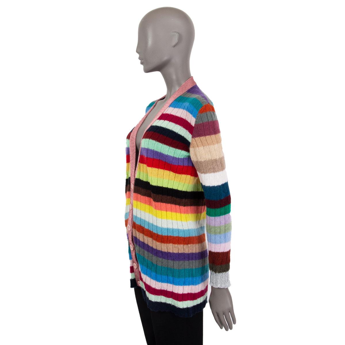GUCCI Multicolor Kaschmir & Wolle STRIPED Strickjacke Pullover XS (Braun)