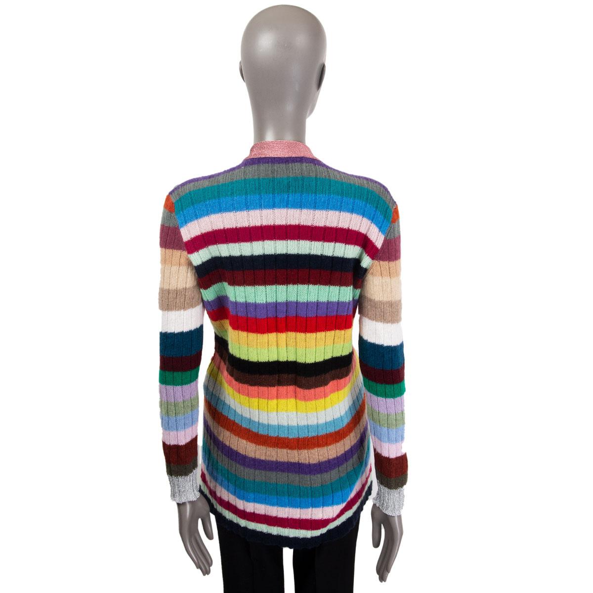 GUCCI Multicolor Kaschmir & Wolle STRIPED Strickjacke Pullover XS im Zustand „Hervorragend“ in Zürich, CH