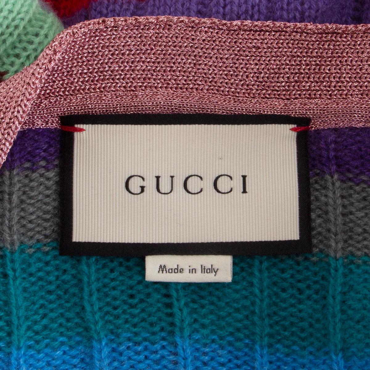 GUCCI Multicolor Kaschmir & Wolle STRIPED Strickjacke Pullover XS Damen