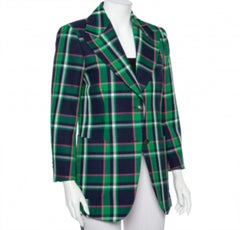 Gucci Multicolor Checkered Wool Tiger Applique Detail Button Front Blazer M