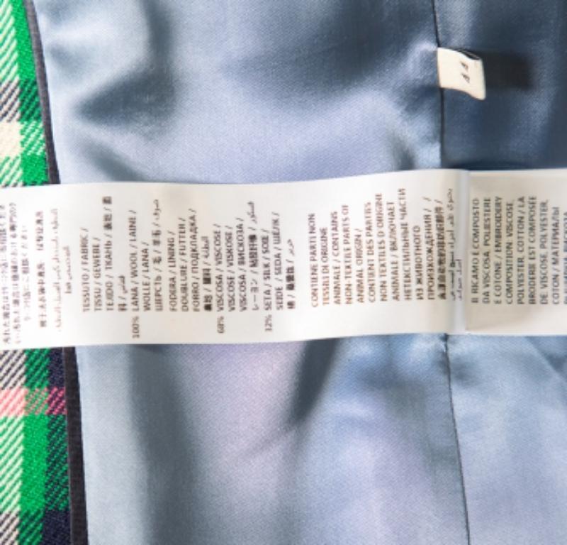 Women's Gucci Multicolor Checkered Wool Tiger Applique Detail Button Front Blazer M For Sale