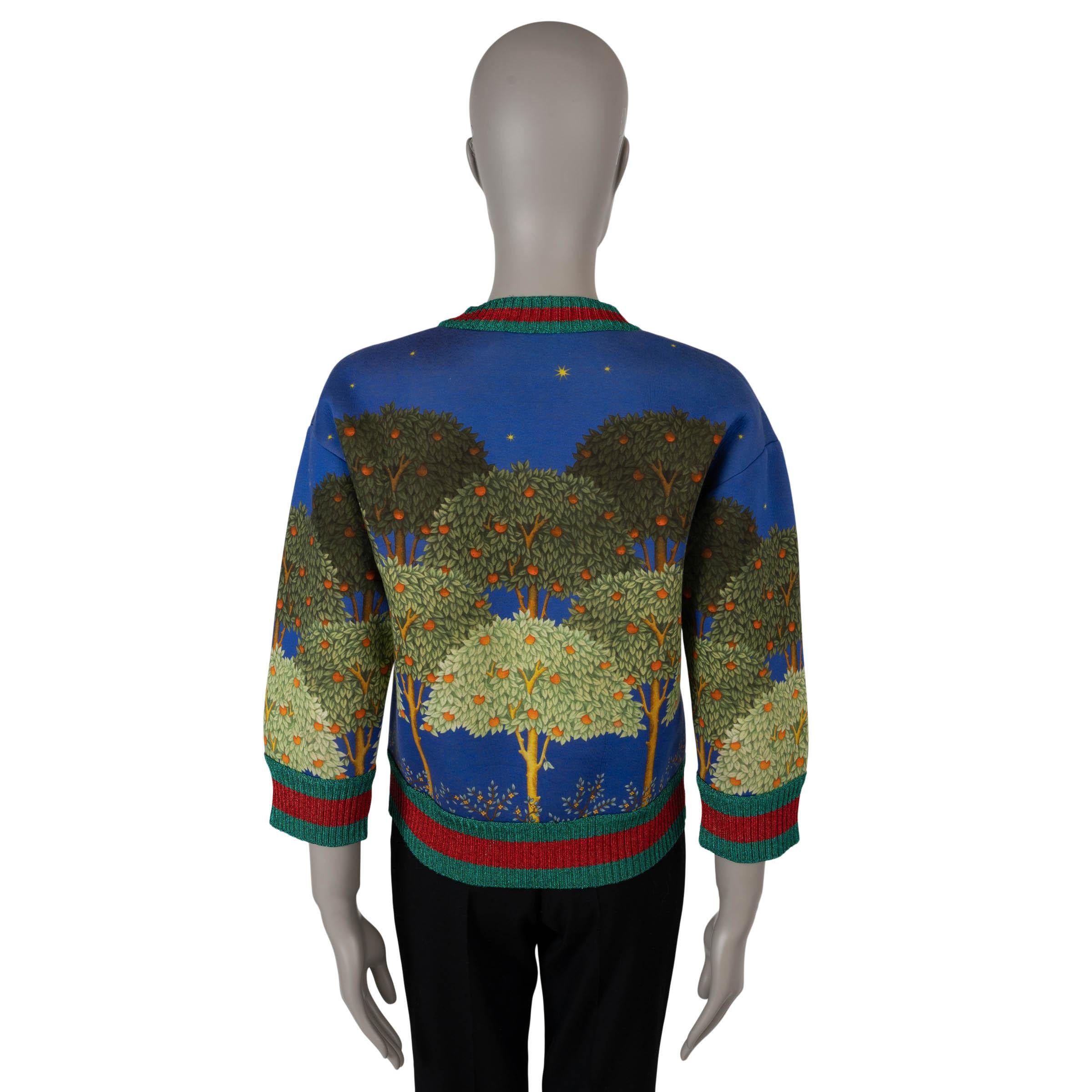 Black GUCCI multicolor cotton 2016 CRYSTAL EMBELLISHED NIGHT GARDEN Sweater S For Sale
