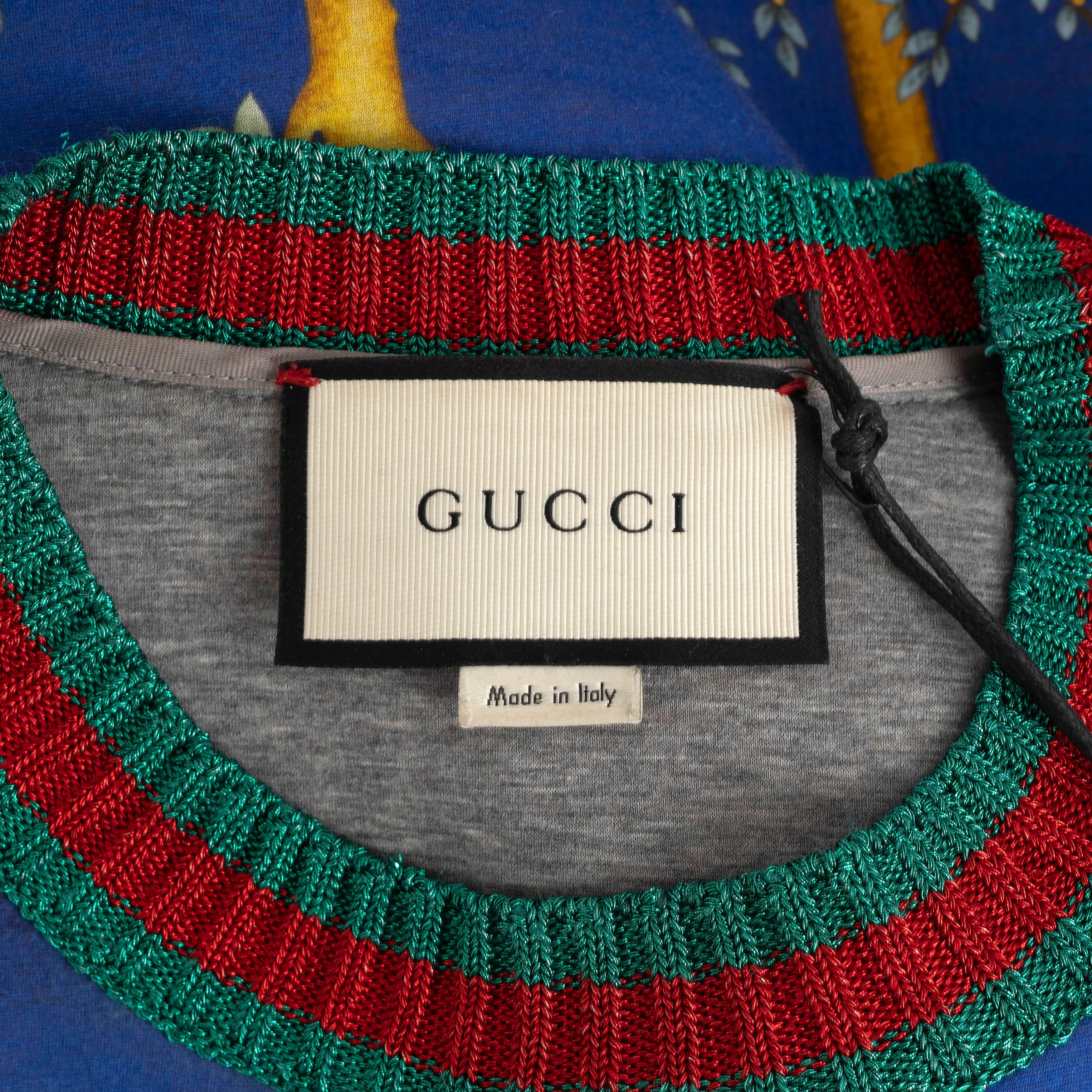 GUCCI multicolor cotton 2016 CRYSTAL EMBELLISHED NIGHT GARDEN Sweater S For Sale 1