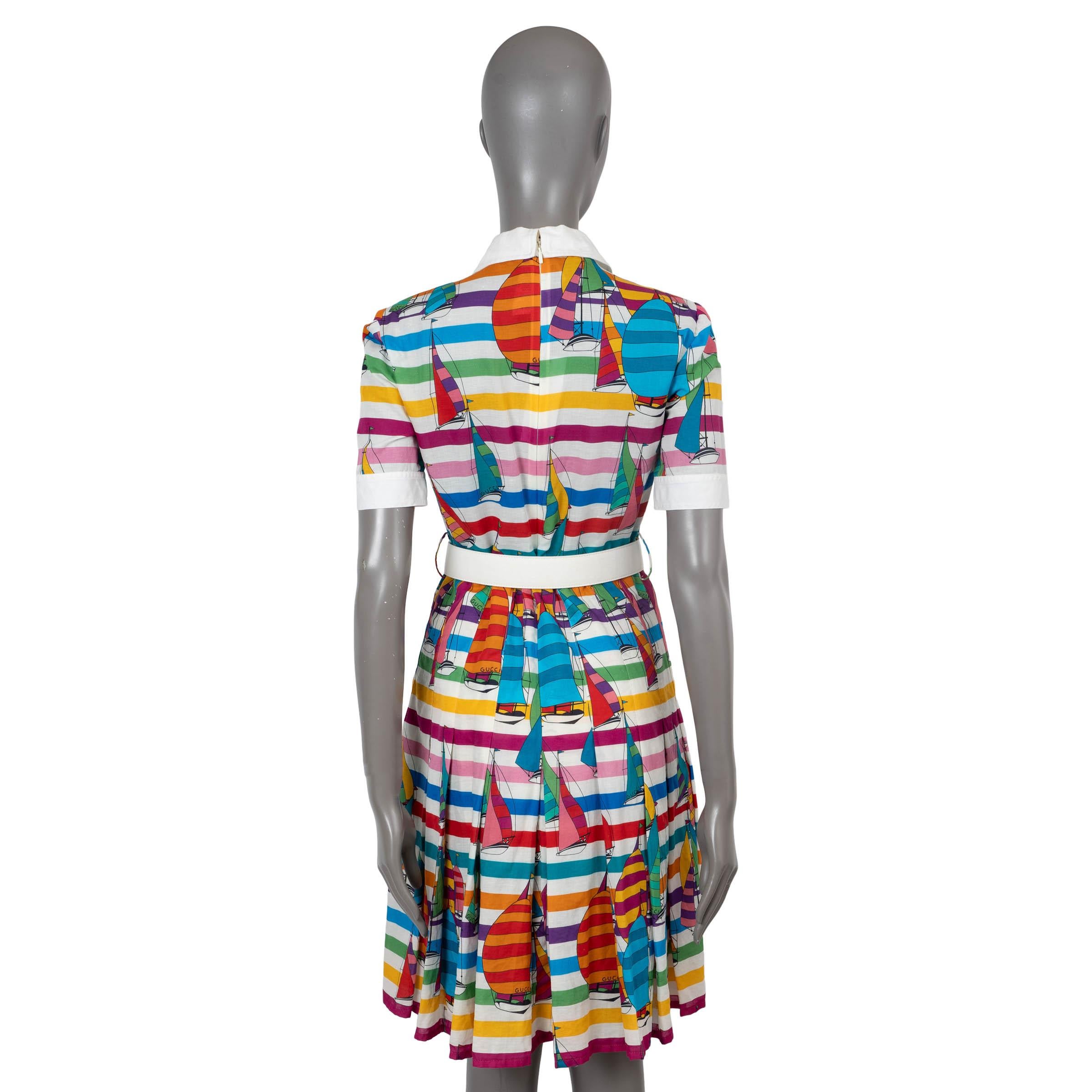 Brown GUCCI multicolor cotton 2021 SAILBOAT STRIPED SHIRT Dress 40 S For Sale