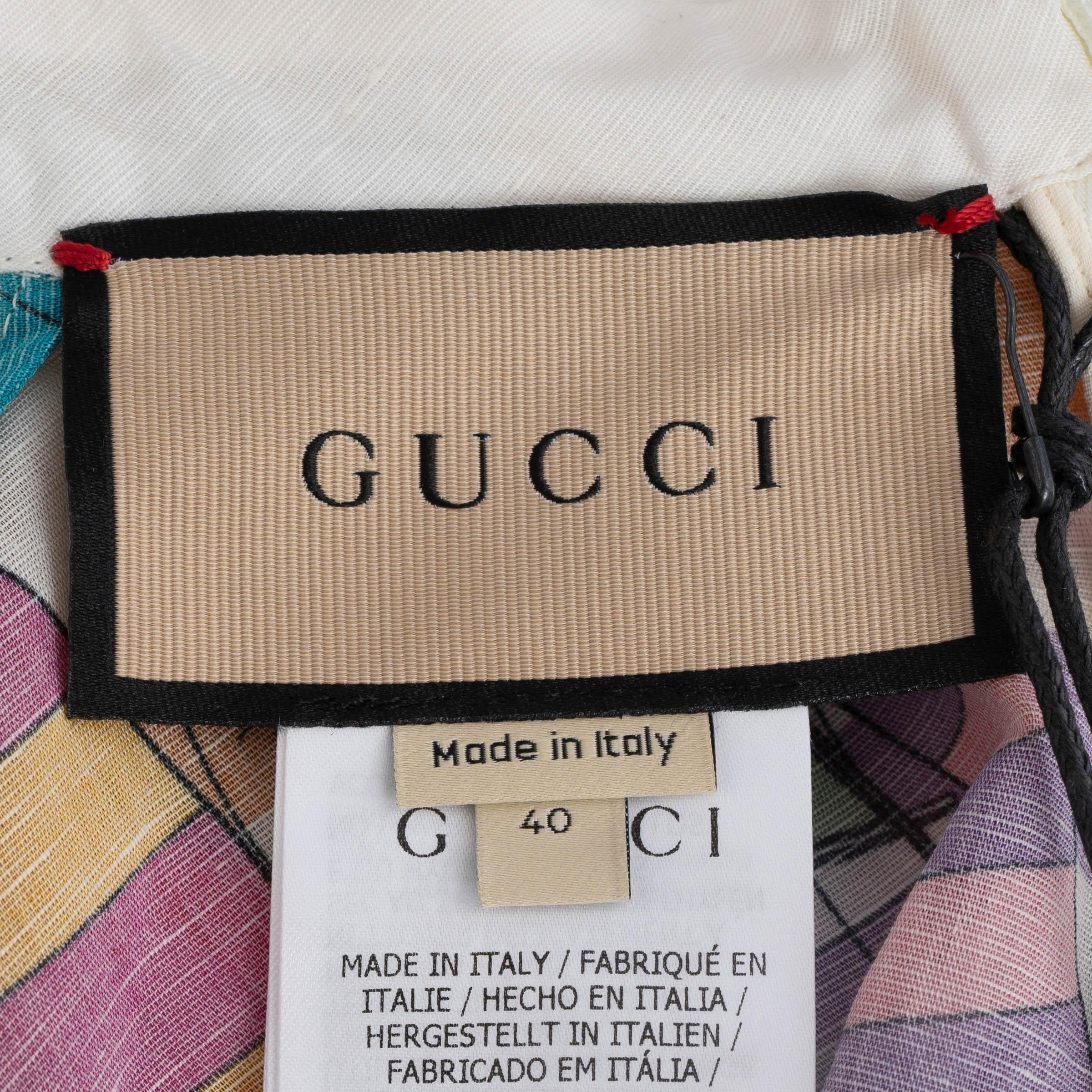 GUCCI multicolor cotton 2021 SAILBOAT STRIPED SHIRT Dress 40 S For Sale 1