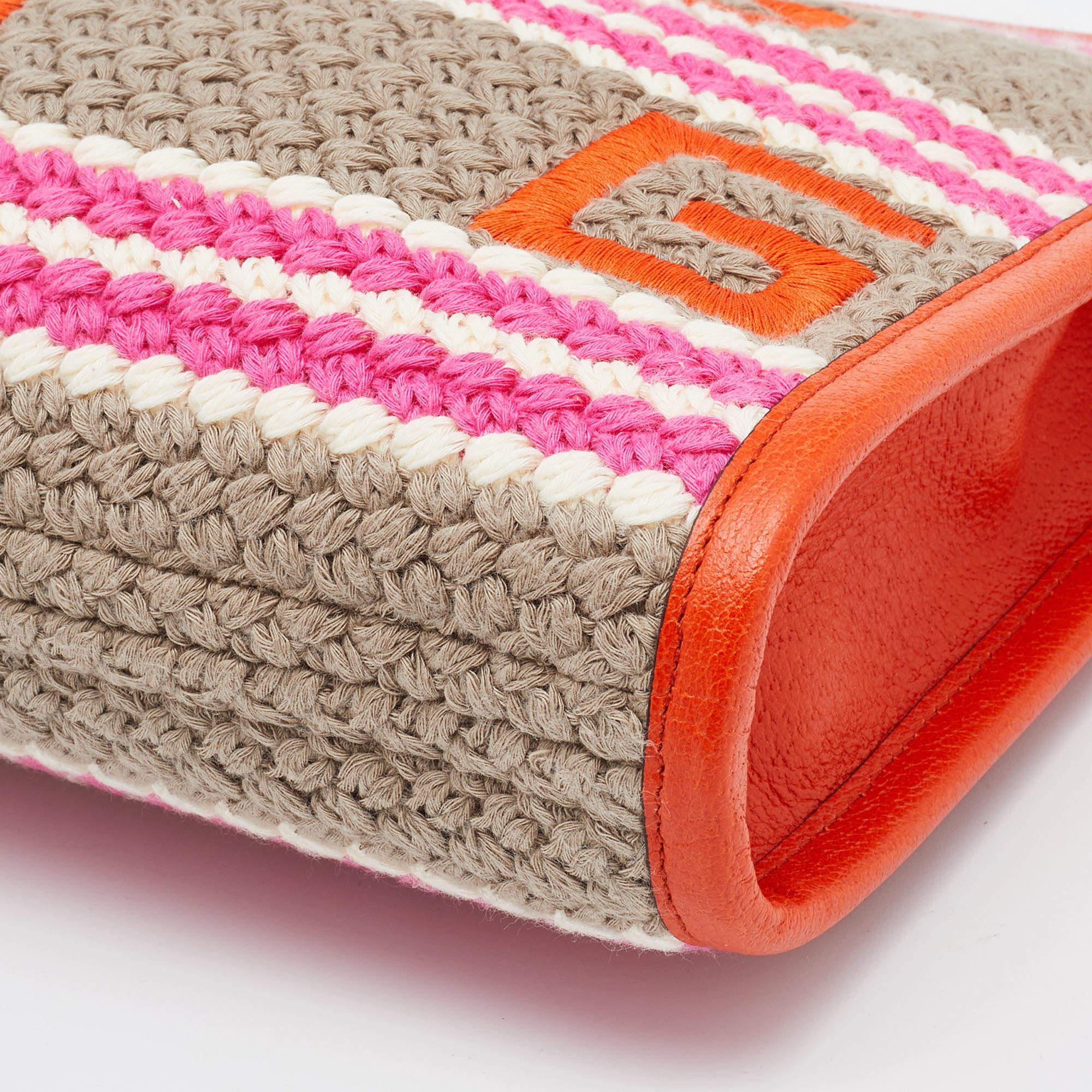 Gucci Multicolor Crochet Fabric and Leather Saint Tropez Zip Pouch 1