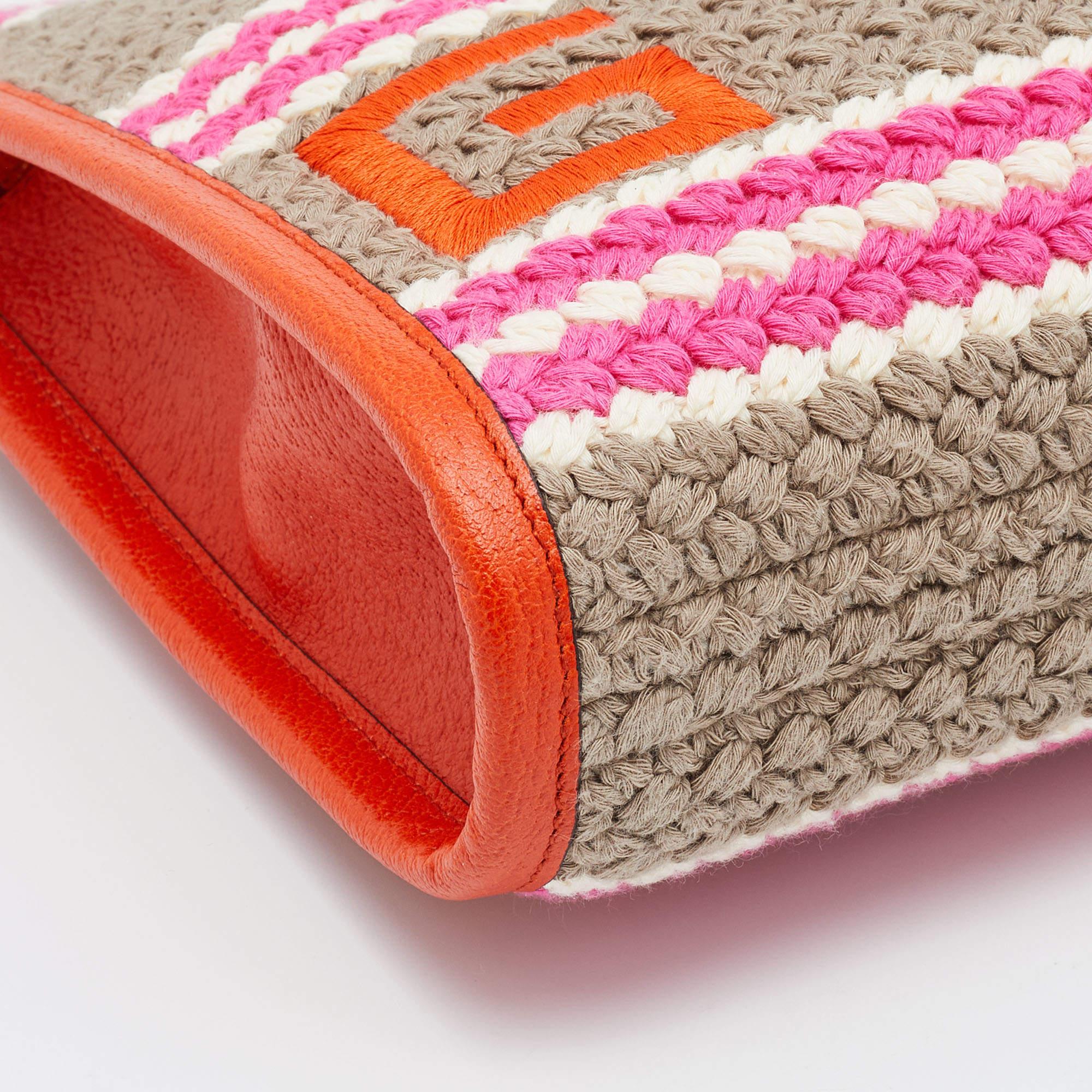 Gucci Multicolor Crochet Fabric and Leather Saint Tropez Zip Pouch 2