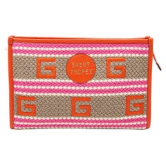 Gucci Multicolor Crochet Fabric and Leather Saint Tropez Zip Pouch