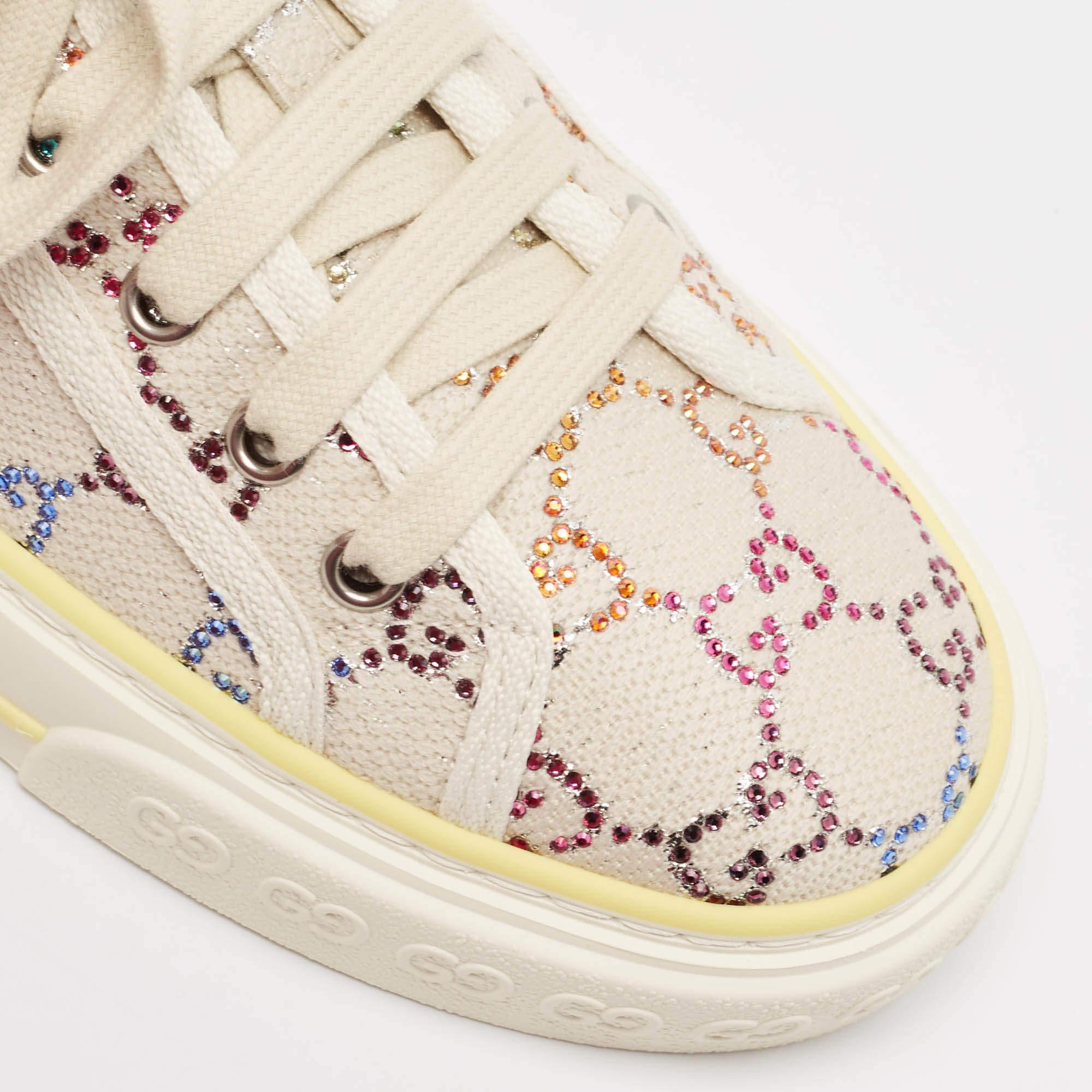 Gucci Multicolor Crystal GG Canvas Tennis 1977 Sneakers Size 40 2