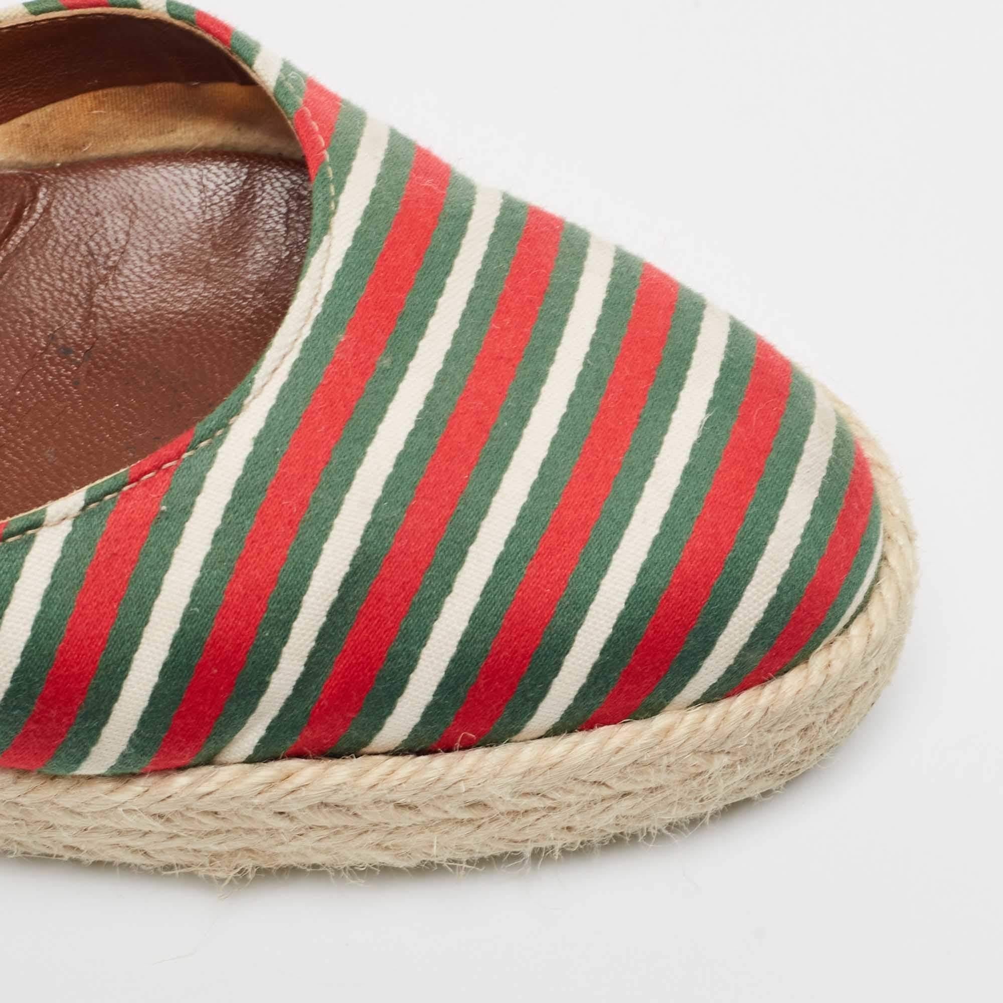 Gucci Multicolor Fabric Platform Wedge Espadrille Sandals Size 38 For Sale 1