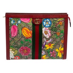 Gucci Multicolor Flora GG Supreme Coated Canvas and Leather Ophidia Pouch