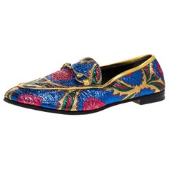 Gucci Multicolor Floral Brocade Fabric Horsebit Jordaan Loafer Flats Size 38