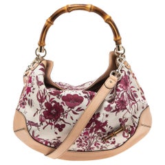 Gucci Multicolor Floral Canvas and Leather Peggy Bamboo Handle Hobo