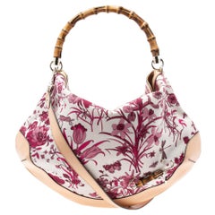 Gucci Multicolor Floral Canvas and Leather Peggy Bamboo Handle Hobo