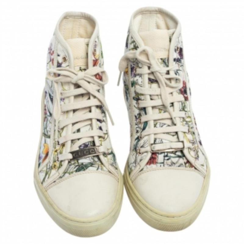 Donna Gucci - Scarpe da ginnastica alte in tela floreale multicolore misura 37 in vendita
