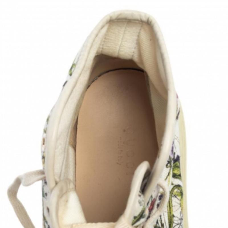 Gucci - Scarpe da ginnastica alte in tela floreale multicolore misura 37 in vendita 1