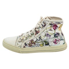 Gucci Multicolor Floral Canvas High Top Sneakers Size 37