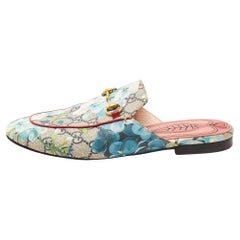 Used Gucci Multicolor Floral Canvas Princetown Horsebit Flat Mules Size 37