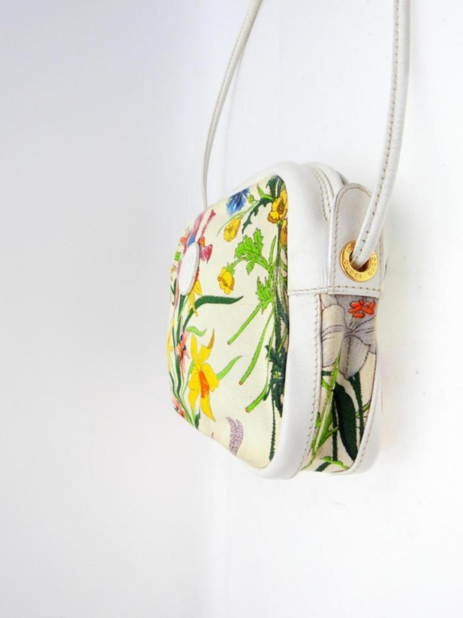 Gucci Multicolor Floral Disco Cross Body 232573 White Canvas Shoulder Bag For Sale 1