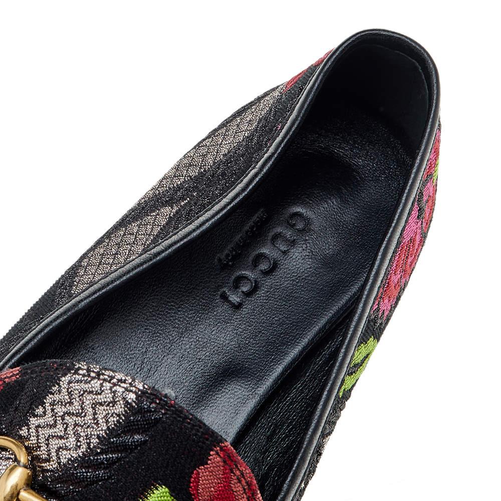 Women's Gucci Multicolor Floral Embroidered Brocade Fabric Jordaan Horsebit Slip 