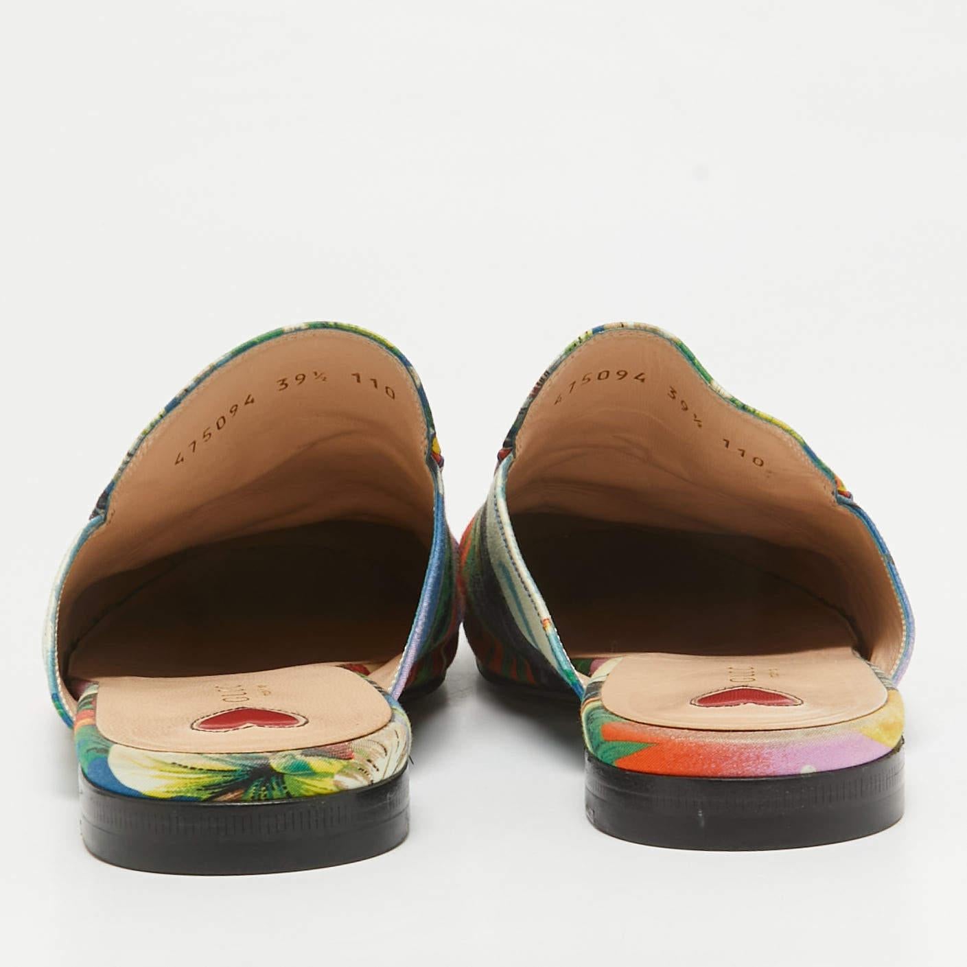 Women's Gucci Multicolor Floral Fabric Princetown Flat Mules Size 39.5