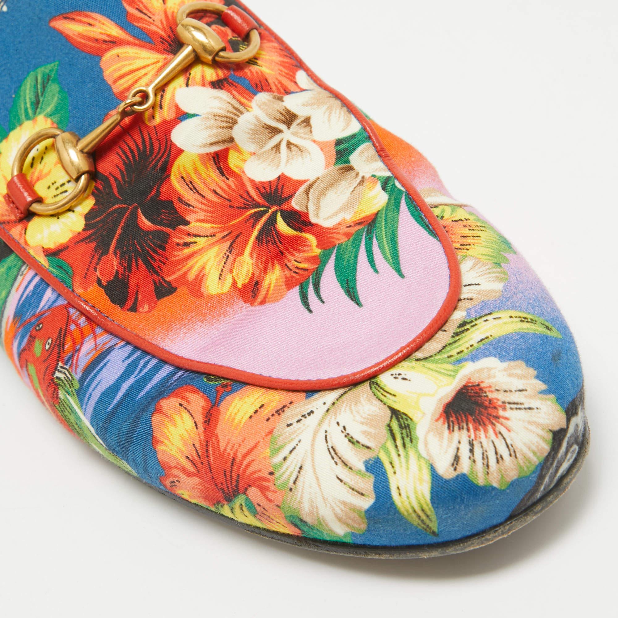 Gucci Multicolor Floral Fabric Princetown Flat Mules Size 39.5 2
