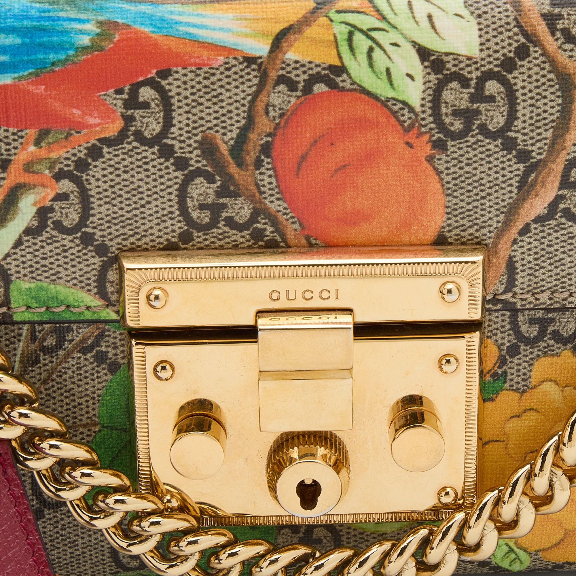 Gucci Multicolor Floral GG Supreme Canvas Small Padlock Shoulder Bag 7