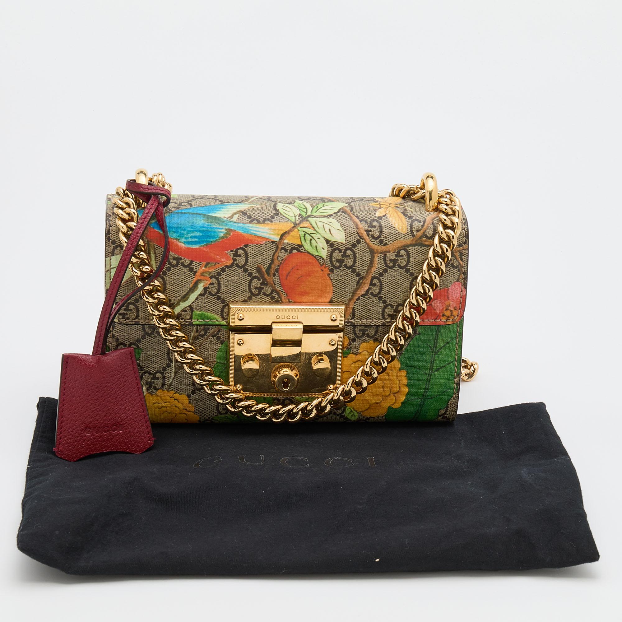 Gucci Multicolor Floral GG Supreme Canvas Small Padlock Shoulder Bag 8