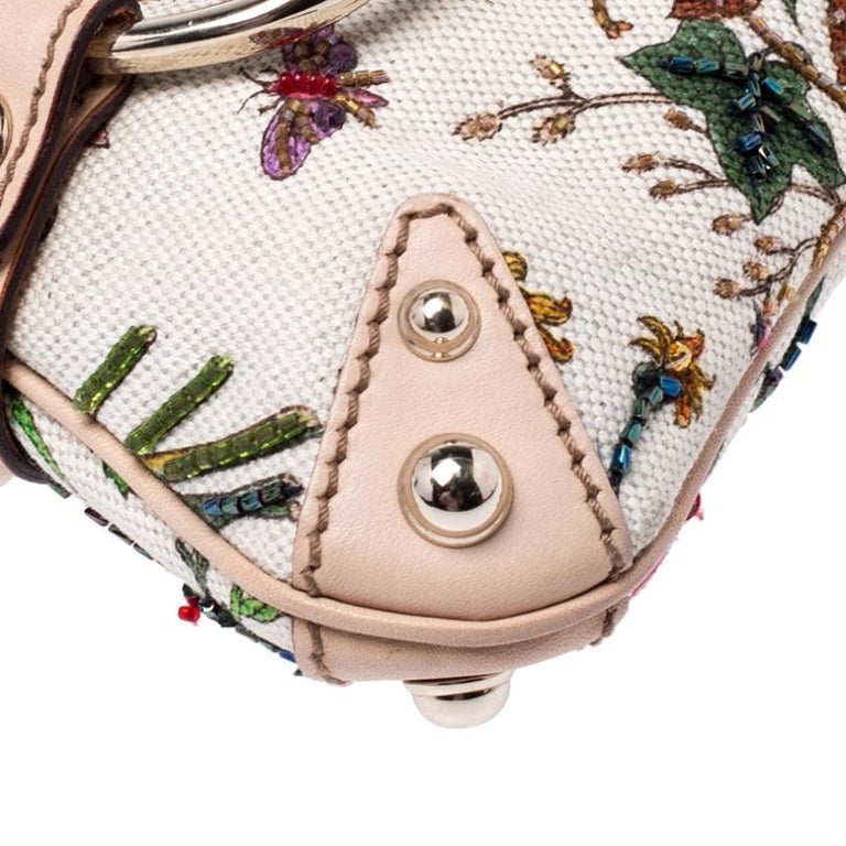 Gucci Multicolor Floral Print Canvas and Beaded Horsebit Chain Clutch