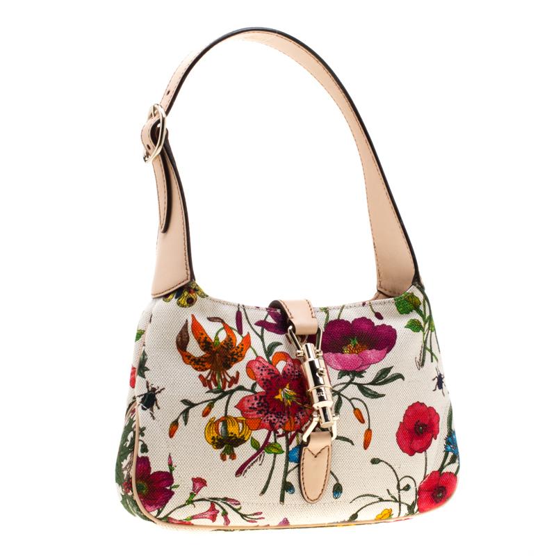 gucci jackie floral bolsa